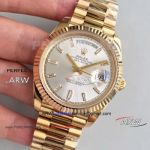 Perfect Replica Rolex Day Date President Watch 40mm Silver Diamond Dial